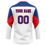 Custom Team Design White & Royal Blue Colors Design Sports Hockey Jersey HK00NYR080219