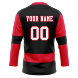 Custom Team Design Black & Red Colors Design Sports Hockey Jersey HK00OS010109