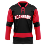 Custom Team Design Black & Red Colors Design Sports Hockey Jersey HK00CF010109