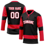 Custom Team Design Black & Red Colors Design Sports Hockey Jersey HK00OS010109