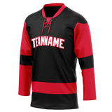 Custom Team Design Black & Red Colors Design Sports Hockey Jersey HK00CF010109