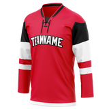 Custom Team Design Red & White Colors Design Sports Hockey Jersey HK00CF020902