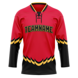 Custom Team Design Red & Black Colors Design Sports Hockey Jersey HK00CF030901