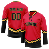 Custom Team Design Red & Black Colors Design Sports Hockey Jersey HK00CF030901