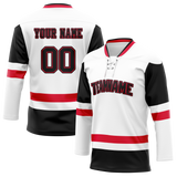 Custom Team Design White & Black Colors Design Sports Hockey Jersey HK00OS040201