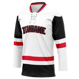 Custom Team Design White & Black Colors Design Sports Hockey Jersey HK00CF040201