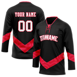 Custom Team Design Black & Red Colors Design Sports Hockey Jersey HK00CF060109