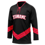 Custom Team Design Black & Red Colors Design Sports Hockey Jersey HK00CF060109