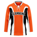 Custom Team Design Orange & Black Colors Design Sports Hockey Jersey HK00PF021001