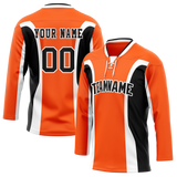 Custom Team Design Orange & Black Colors Design Sports Hockey Jersey