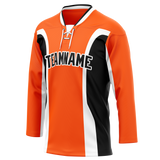 Custom Team Design Orange & Black Colors Design Sports Hockey Jersey HK00CH021001