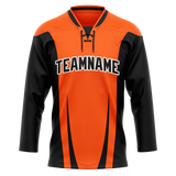 Custom Team Design Orange & Black Colors Design Sports Hockey Jersey HK00CH031001
