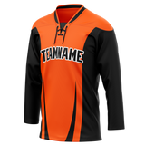 Custom Team Design Orange & Black Colors Design Sports Hockey Jersey HK00CH031001