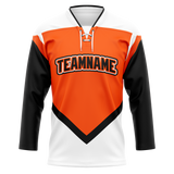 Custom Team Design Orange & White Colors Design Sports Hockey Jersey HK00PF061002