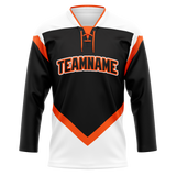 Custom Team Design Black & White Colors Design Sports Hockey Jersey HK00CH080102