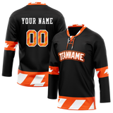 Custom Team Design Black & Orange Colors Design Sports Hockey Jersey