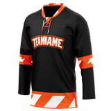 Custom Team Design Black & Orange Colors Design Sports Hockey Jersey HK00CH100110