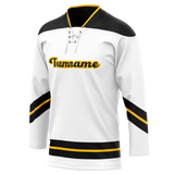 Custom Team Design White & Black Colors Design Sports Hockey Jersey HK00TBL020201