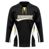 Custom Team Design Black & White Colors Design Sports Hockey Jersey HK00TBL030102