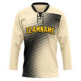 Custom Team Design Cream & Black Colors Design Sports Hockey Jersey HK00TBL040501