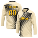 Custom Team Design Cream & Black Colors Design Sports Hockey Jersey