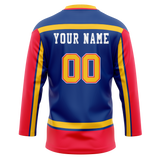 Custom Team Design Royal Blue & Red Colors Design Sports Hockey Jersey HK00SB011909