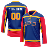 Custom Team Design Royal Blue & Red Colors Design Sports Hockey Jersey HK00SB011909