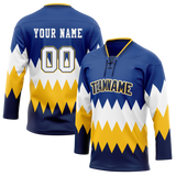 Custom Team Design Royal Blue & Yellow Colors Design Sports Hockey Jersey HK00CBJ021912