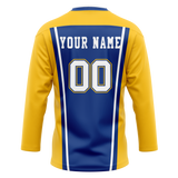 Custom Team Design Yellow & Royal Blue Colors Design Sports Hockey Jersey HK00SB031219