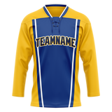 Custom Team Design Yellow & Royal Blue Colors Design Sports Hockey Jersey HK00SB031219