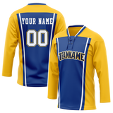 Custom Team Design Yellow & Royal Blue Colors Design Sports Hockey Jersey