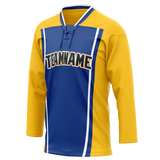 Custom Team Design Yellow & Royal Blue Colors Design Sports Hockey Jersey HK00CBJ031219