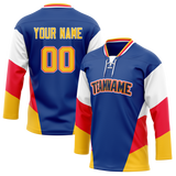 Custom Team Design Royal Blue & White Colors Design Sports Hockey Jersey