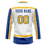 Custom Team Design White & Royal Blue Colors Design Sports Hockey Jersey HK00SB060219