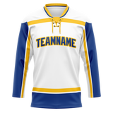 Custom Team Design White & Royal Blue Colors Design Sports Hockey Jersey HK00SB060219