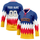 Custom Team Design Royal Blue & White Colors Design Sports Hockey Jersey HK00CBJ071902