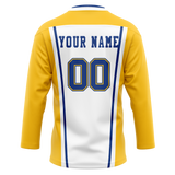 Custom Team Design Yellow & White Colors Design Sports Hockey Jersey HK00SB081202