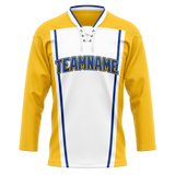 Custom Team Design Yellow & White Colors Design Sports Hockey Jersey HK00SB081202