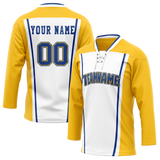 Custom Team Design Yellow & White Colors Design Sports Hockey Jersey