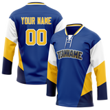 Custom Team Design Royal Blue & White Colors Design Sports Hockey Jersey HK00CBJ091902