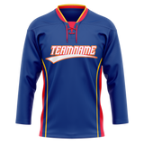 Custom Team Design Royal Blue & Red Colors Design Sports Hockey Jersey HK00CBJ101909