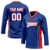 Custom Team Design Royal Blue & Red Colors Design Sports Hockey Jersey HK00CBJ101909