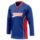 Custom Team Design Royal Blue & Red Colors Design Sports Hockey Jersey HK00SB101909