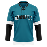 Custom Team Design Dark Aqua & Black Colors Design Sports Hockey Jersey HK00WC011601