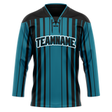 Custom Team Design Dark Aqua & Black Colors Design Sports Hockey Jersey HK00WC021601