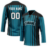 Custom Team Design Dark Aqua & Black Colors Design Sports Hockey Jersey