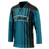 Custom Team Design Dark Aqua & Black Colors Design Sports Hockey Jersey HK00SJS021601