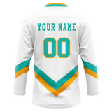 Custom Team Design White & Teal Colors Design Sports Hockey Jersey HK00WC030217