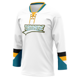 Custom Team Design White & Dark Aqua Colors Design Sports Hockey Jersey HK00SJS040216