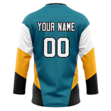 Custom Team Design Dark Aqua & White Colors Design Sports Hockey Jersey HK00SJS051602